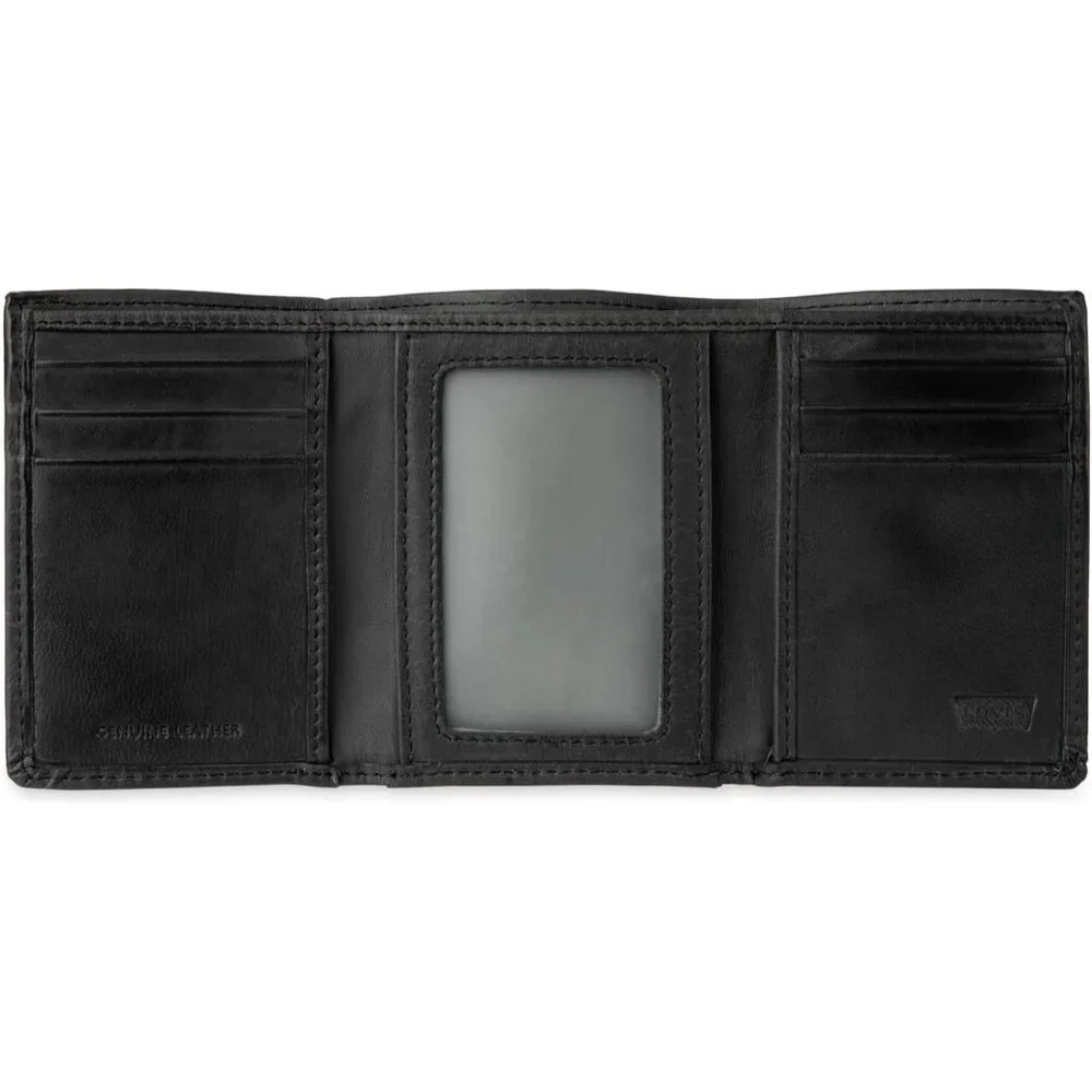 Men's Black Slim Wallet Style Includes Window Credit Card Holder Designed